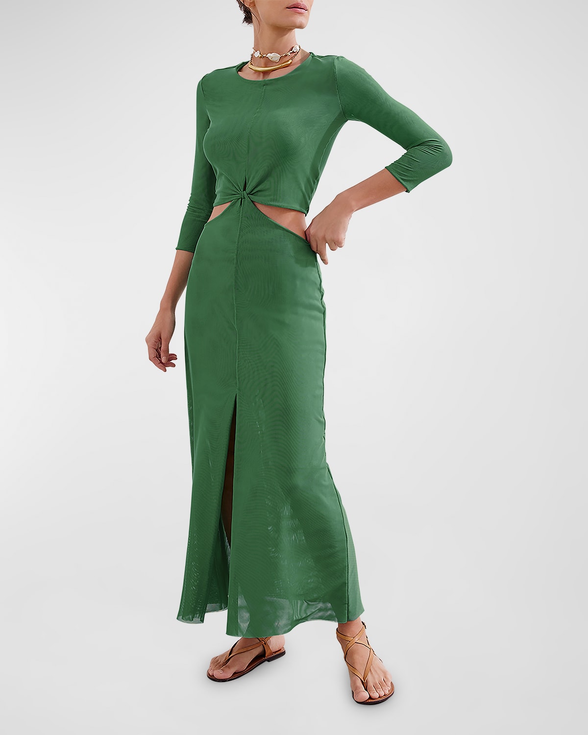 Shop Vix Solid Talita Cutout Maxi Dress In Aspen