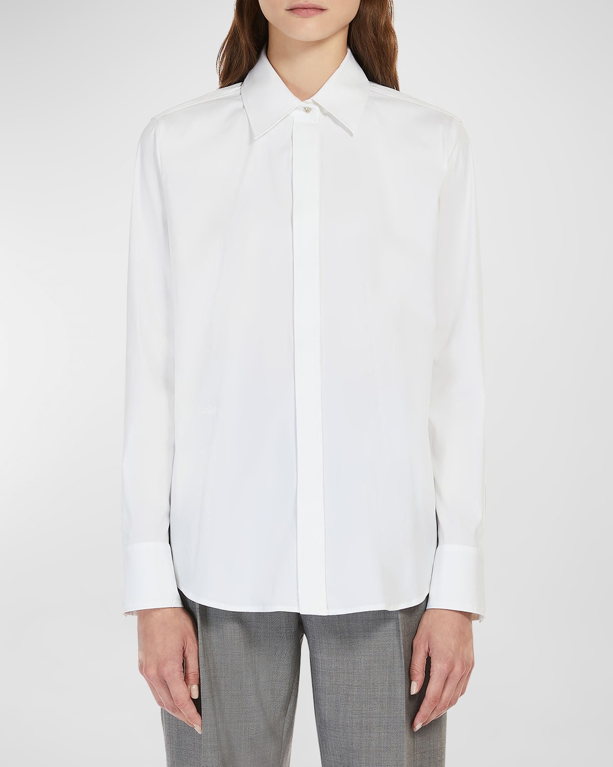 Max Mara Osteo Cotton Shirt With Laces In Optical White