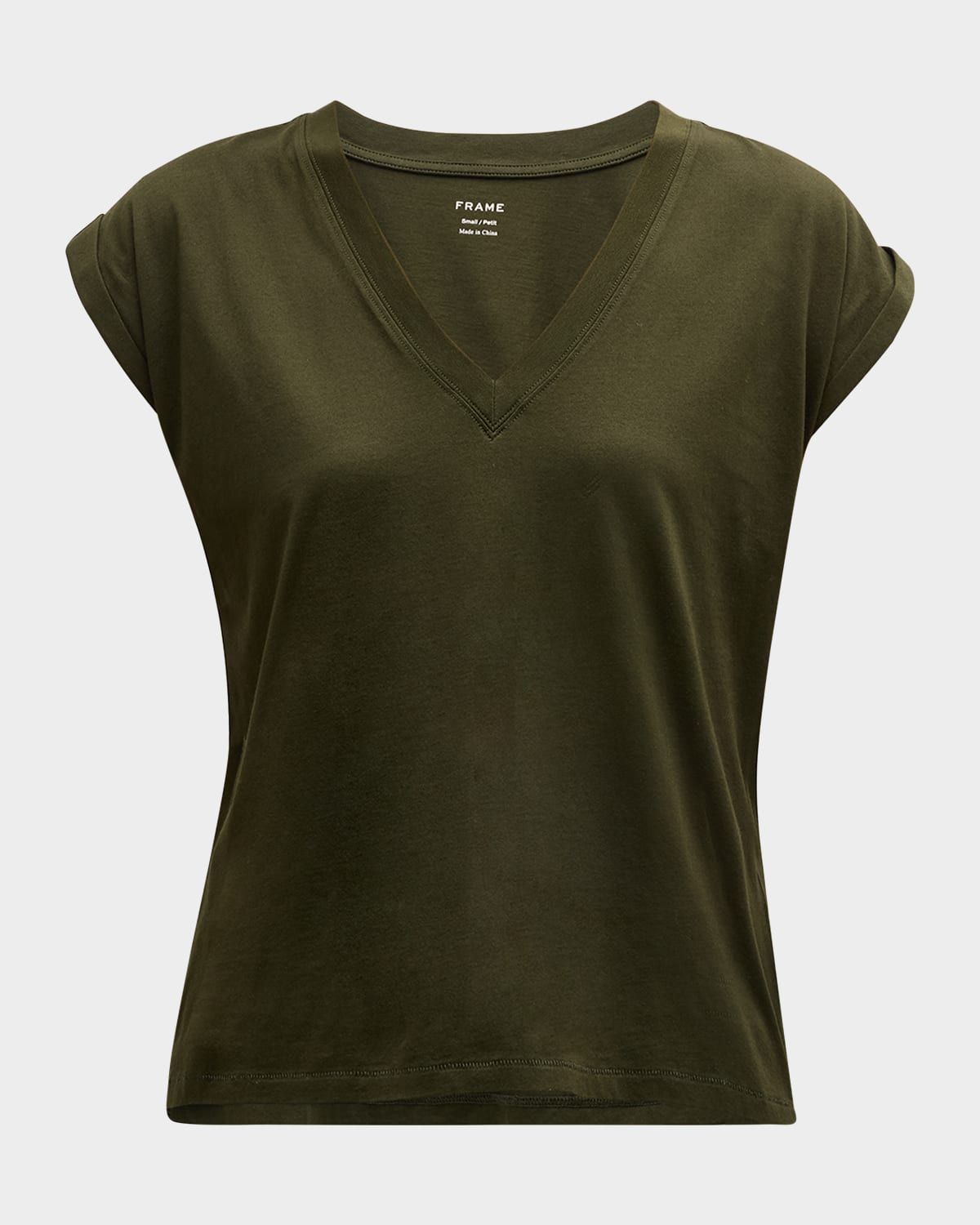 Frame Easy V-neck Tee In Green