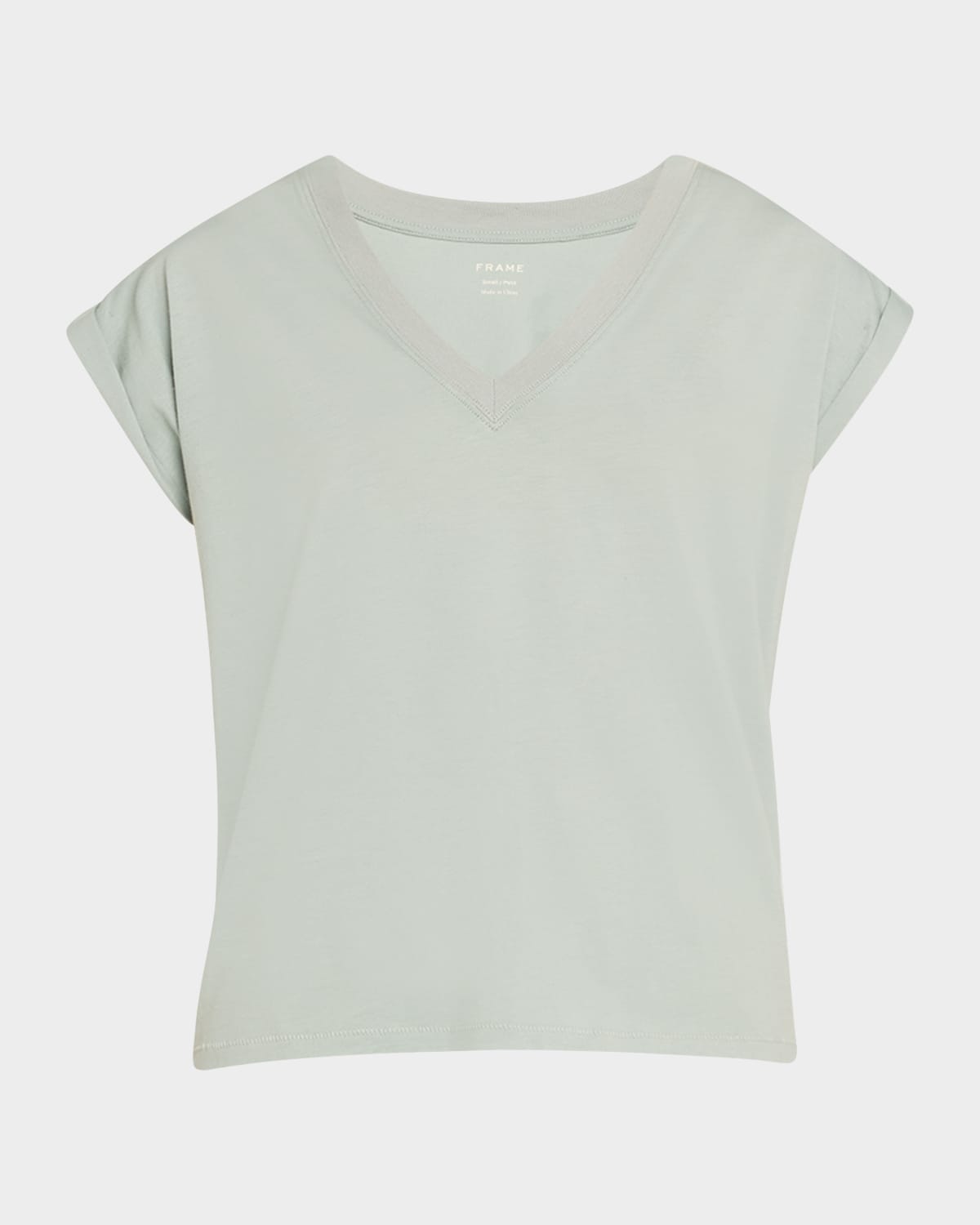 Frame Womens V-neck Cap Sleeve T-shirt In Sage