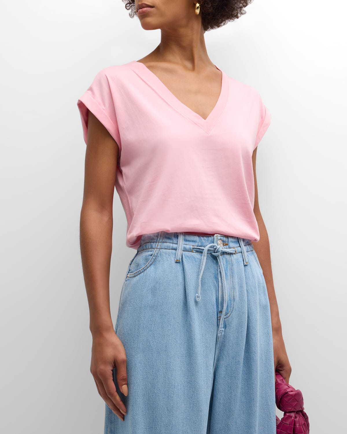 Shop Frame Easy V-neck Tee In Dusty Pink
