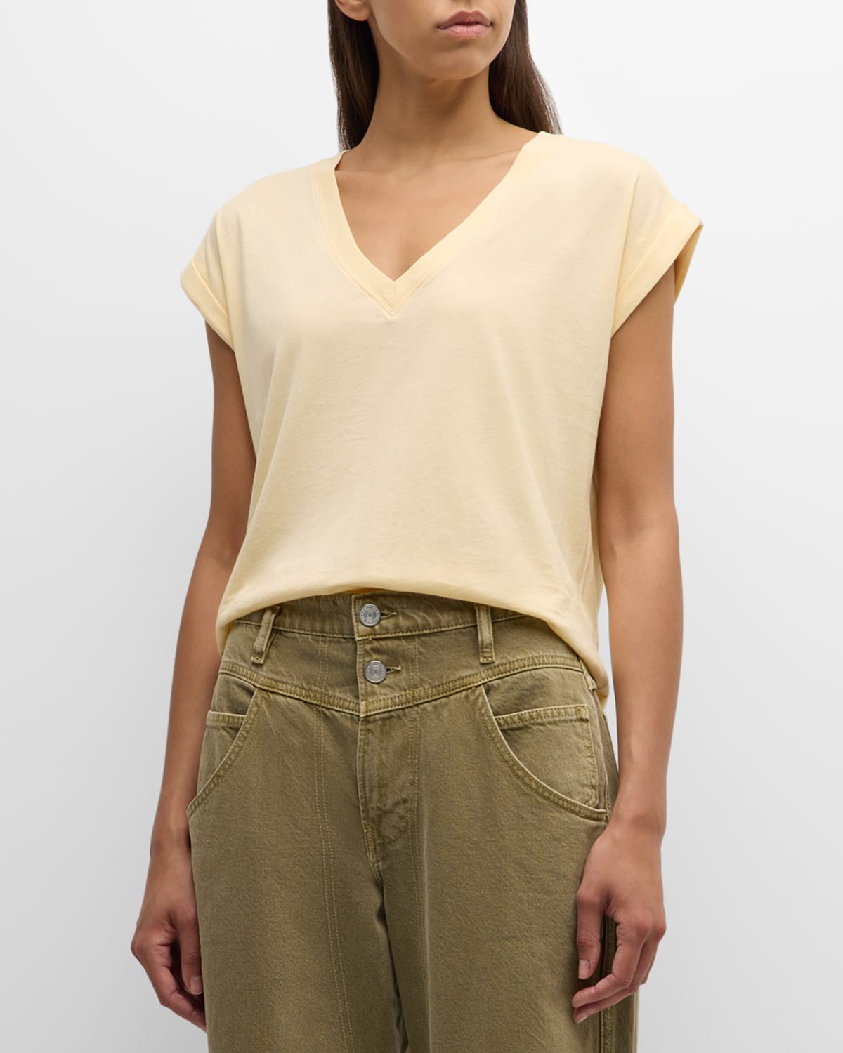 Shop Frame Easy V-neck Tee In Canary