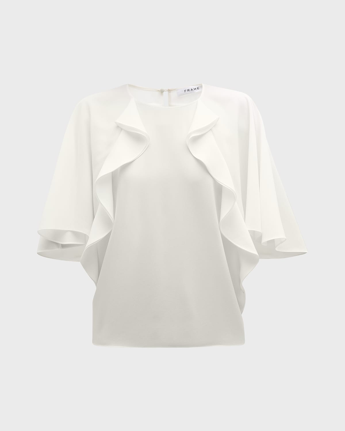 Frame Short-sleeve Ruffle Blouse In Cream