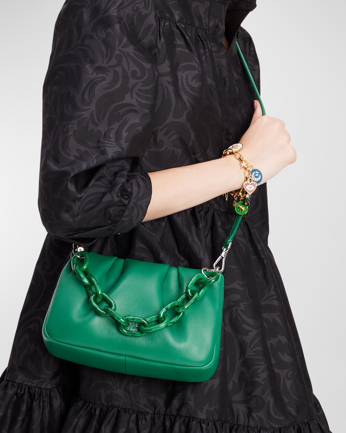 Kate Spade Ruched Leather Crossbody Bag In Wintergreen