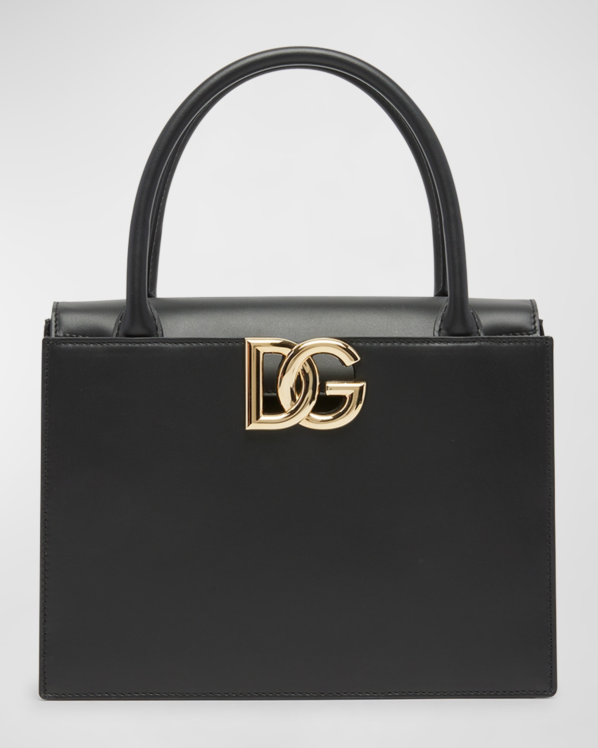 Dolce & Gabbana Logo Leather Top Handle Bag In Black