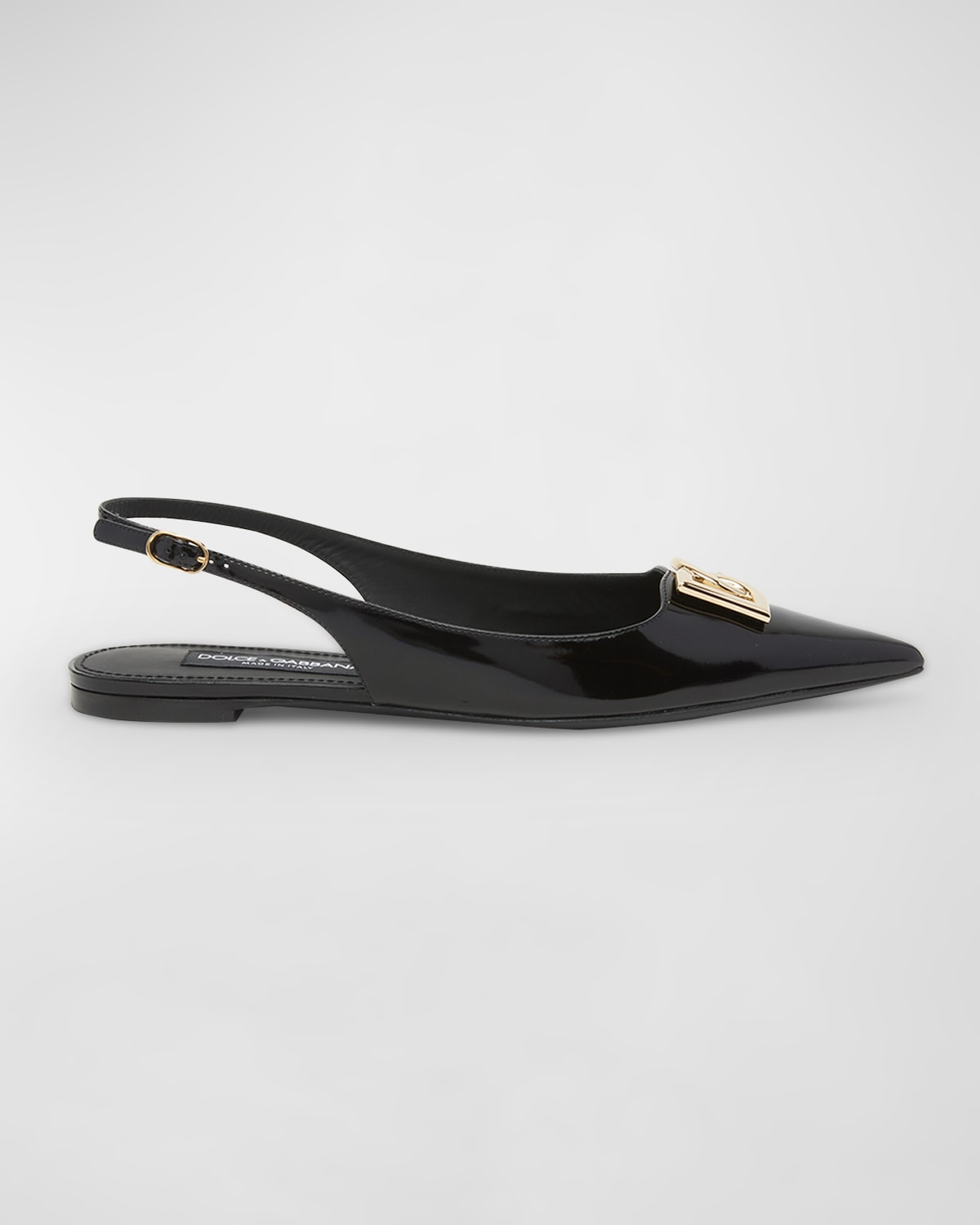 Shop Dolce & Gabbana Lollo Patent Slingback Ballerina Flats In Black