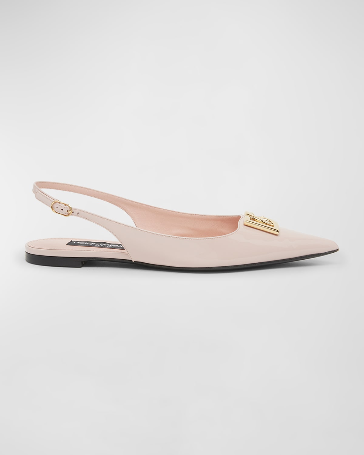 Shop Dolce & Gabbana Lollo Patent Slingback Ballerina Flats In Powder Pink
