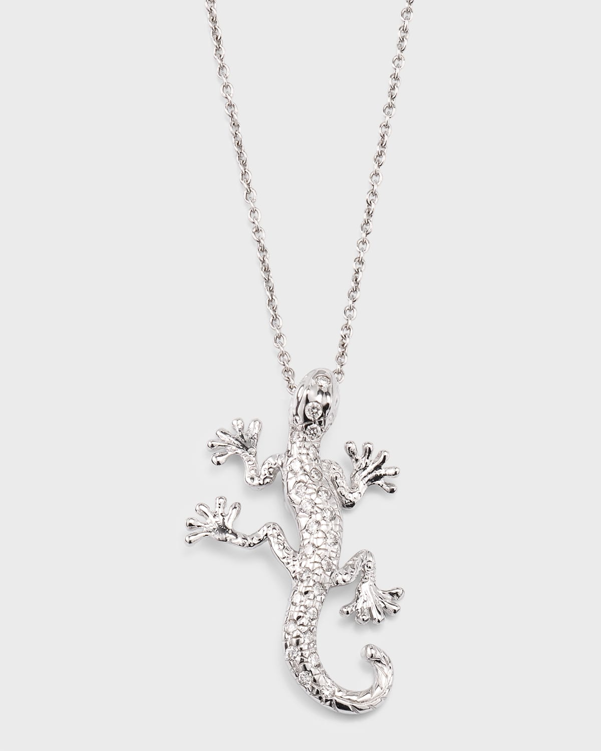 Roberto Coin 18k White Gold Tiny Treasures Diamond Gecko Pendant Necklace, 16-18