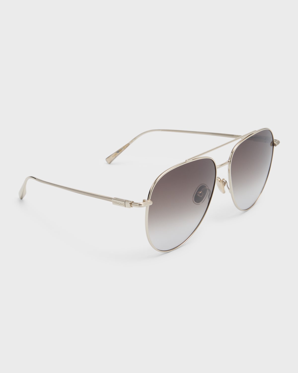 Ferragamo Prisma Oversized Metal Aviator Sunglasses In Gold Brown Gradie