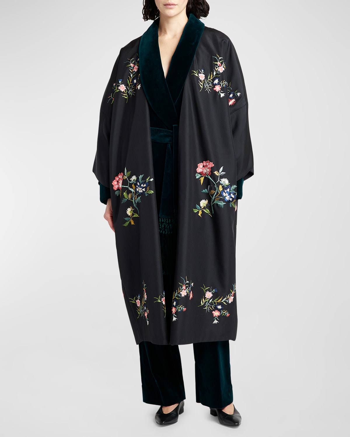 Capp Giulia Floral Embroidered Parachute Top Coat