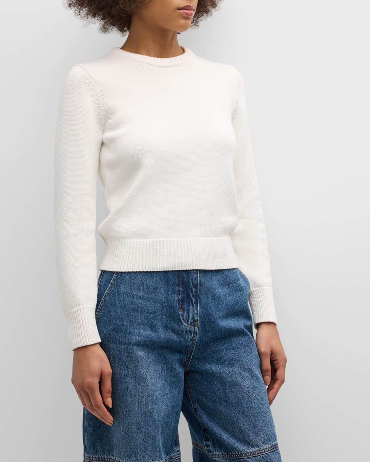 Shop Co Crewneck Tton-blend Sweater In White