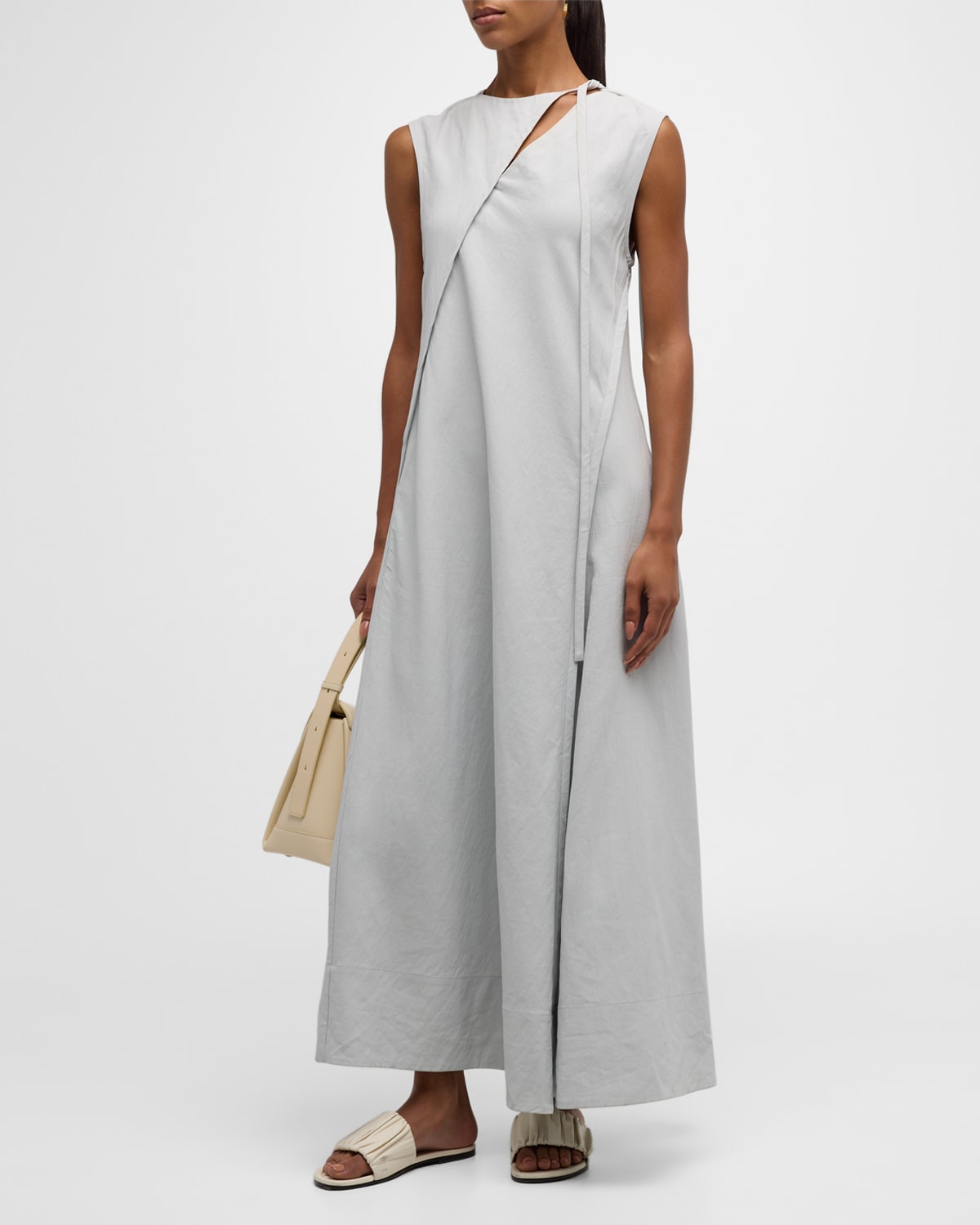 Shop Co Sleeveless Linen Maxi Slip Dress In Light Blue