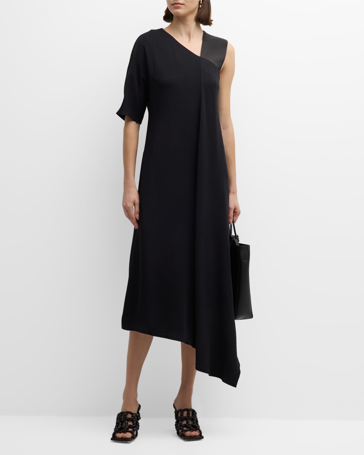 Shop Co Napkin Asymmetric One-shoulder Dress In Black