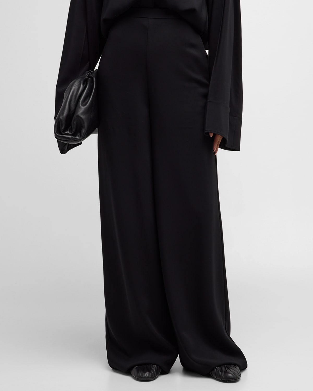 Co High-rise Wide-leg Palazzo Trousers In Black