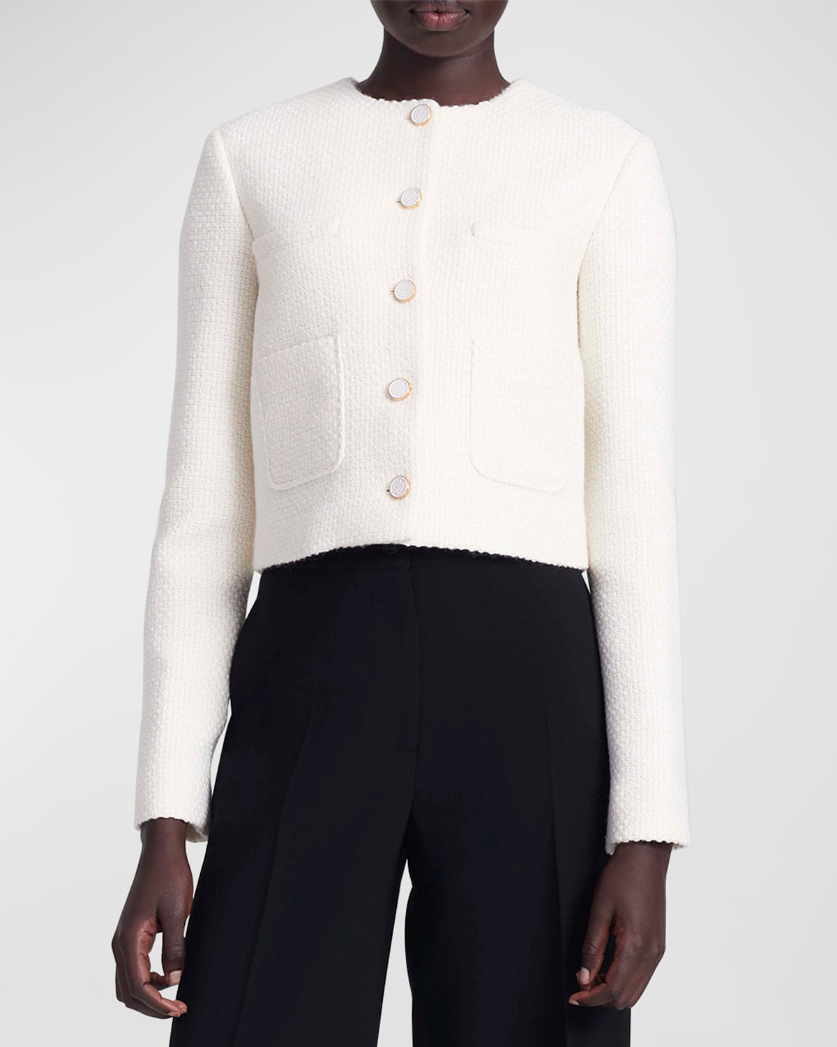 Shop Altuzarra Bernadette Wool Short Jacket In Ivory