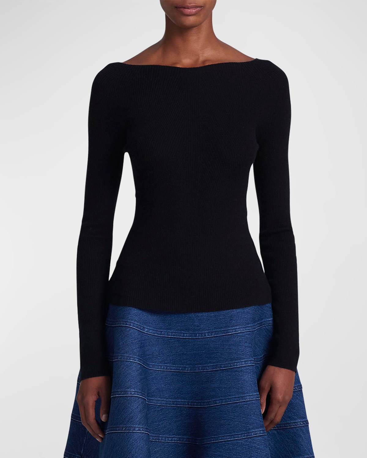 Altuzarra Lee Boat-neck Long-sleeve Cashmere Sweater In Black