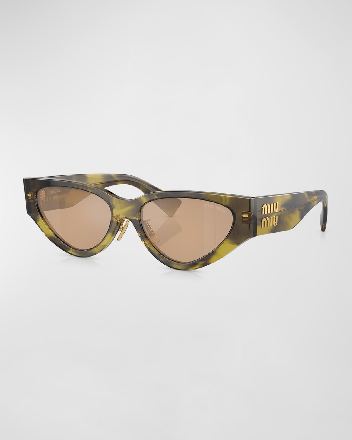 Miu Miu Mirrored Acetate Cat-eye Sunglasses In Orange