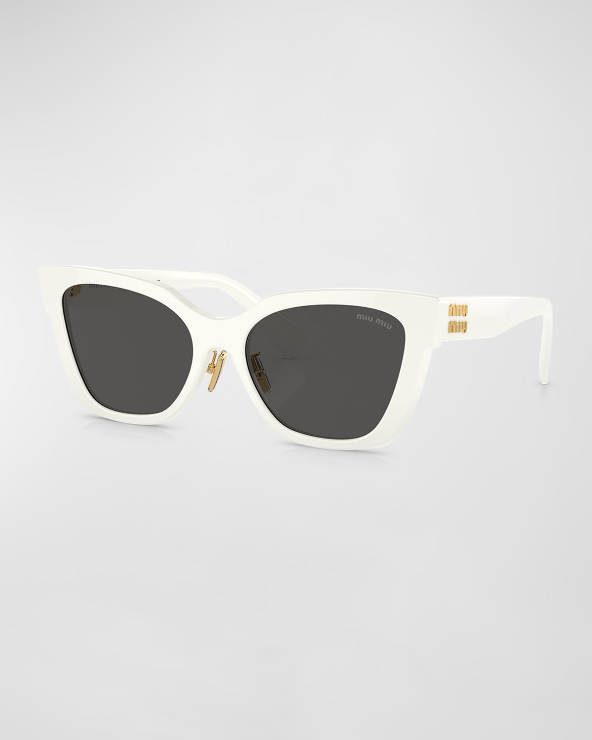 Miu Miu Logo Acetate Square Sunglasses In White