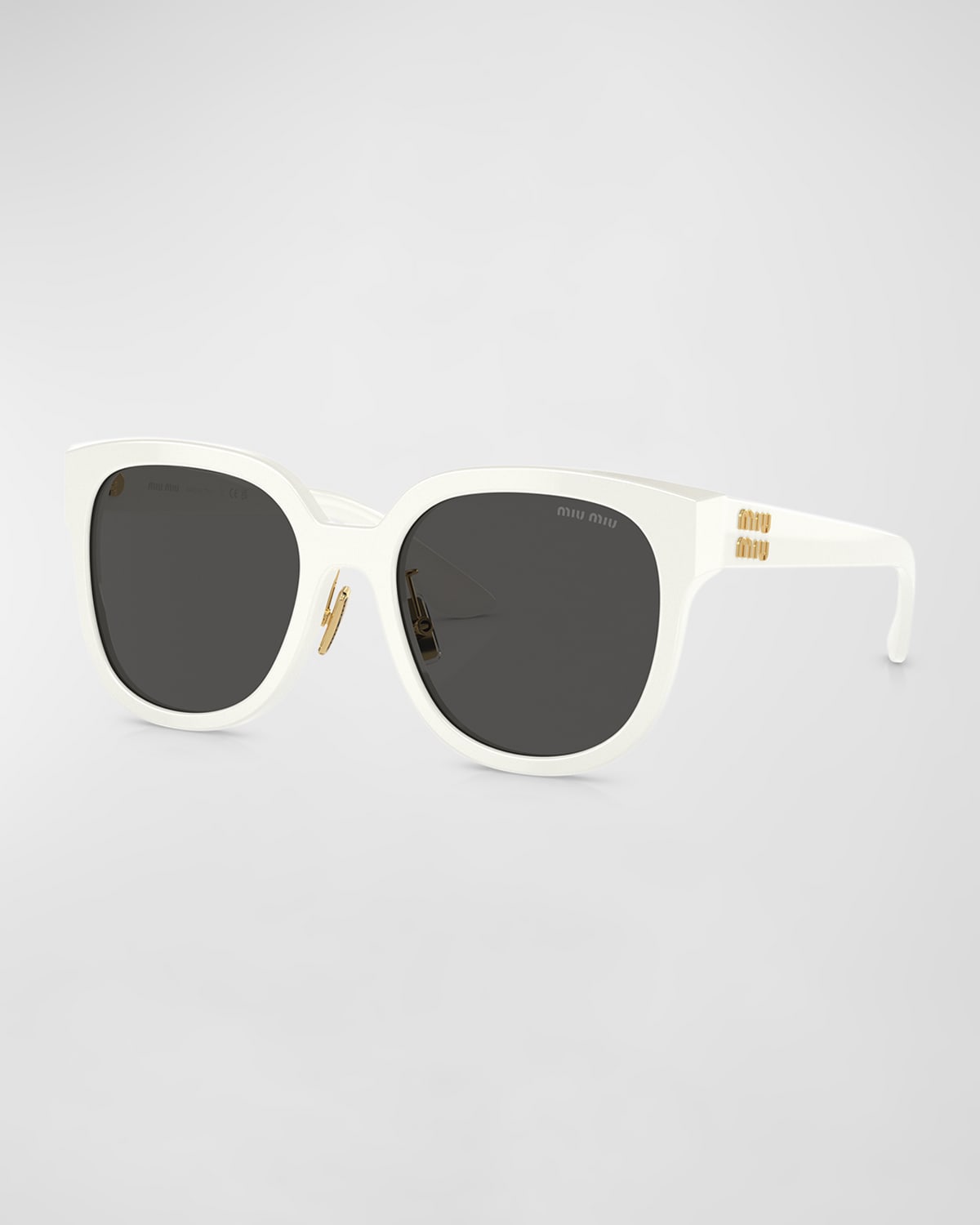 Miu Miu Sleek Acetate Square Sunglasses In White