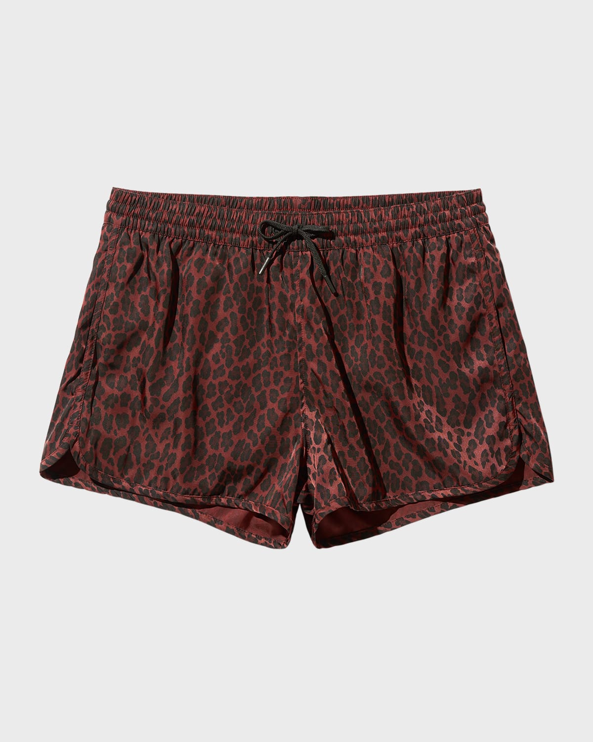 Shop Cdlp Men's Quick-dry Satin Twill Leopard-print Swim Shorts In Rust Leo