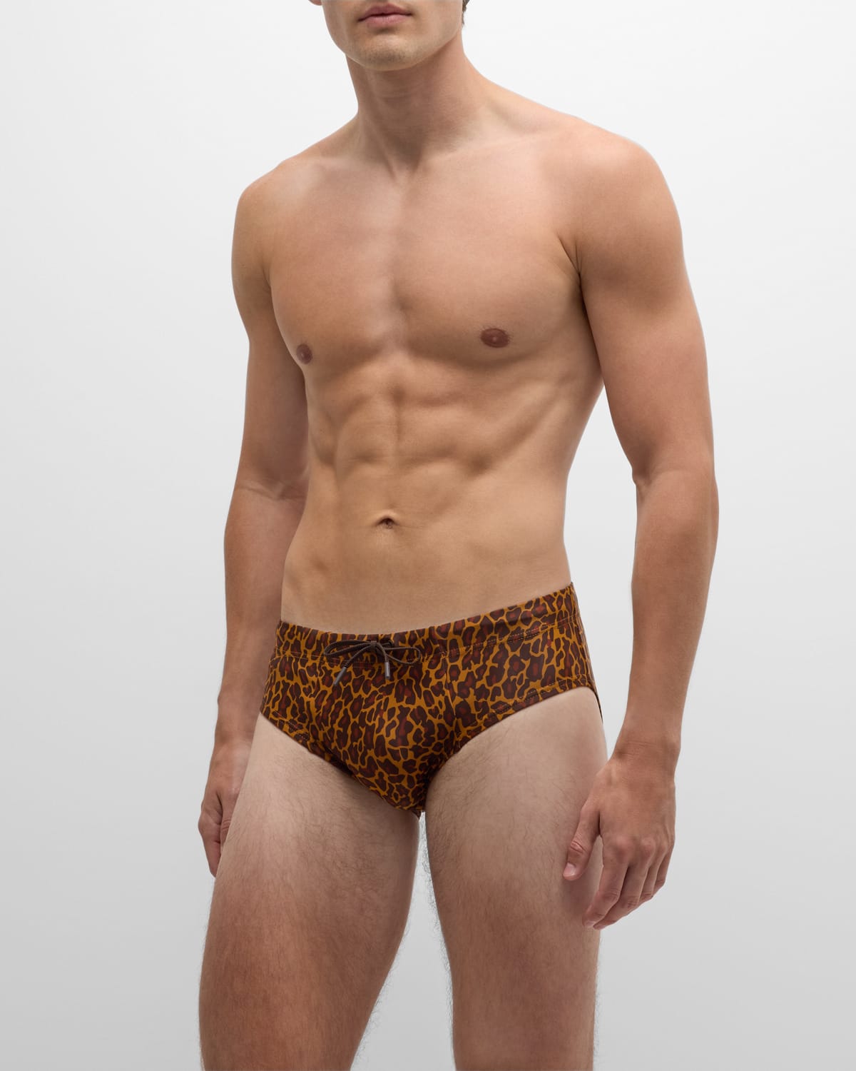 Cdlp Men's Leopard Swim Briefs In Brown