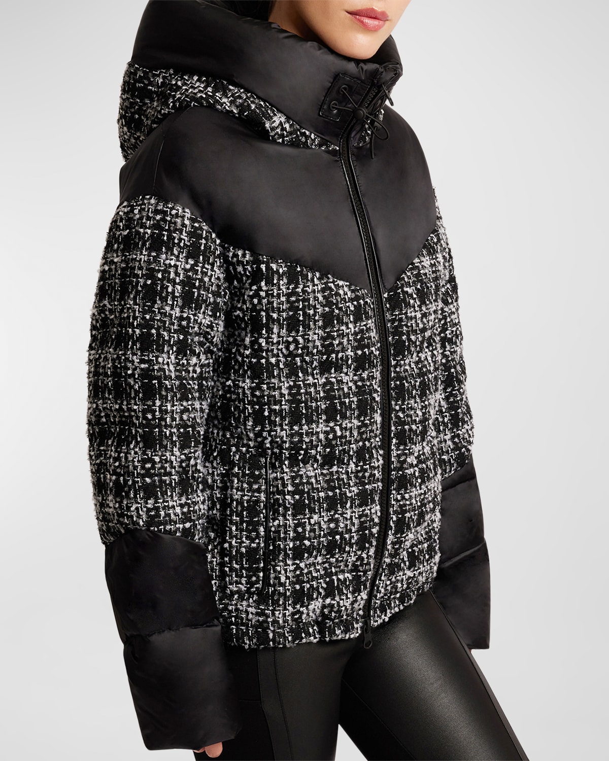 Shop Blanc Noir Irina Boucle Puffer Jacket In Black Combo