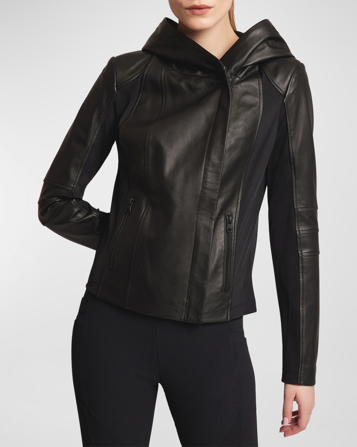 Too Shy Hooded Leather Jacket