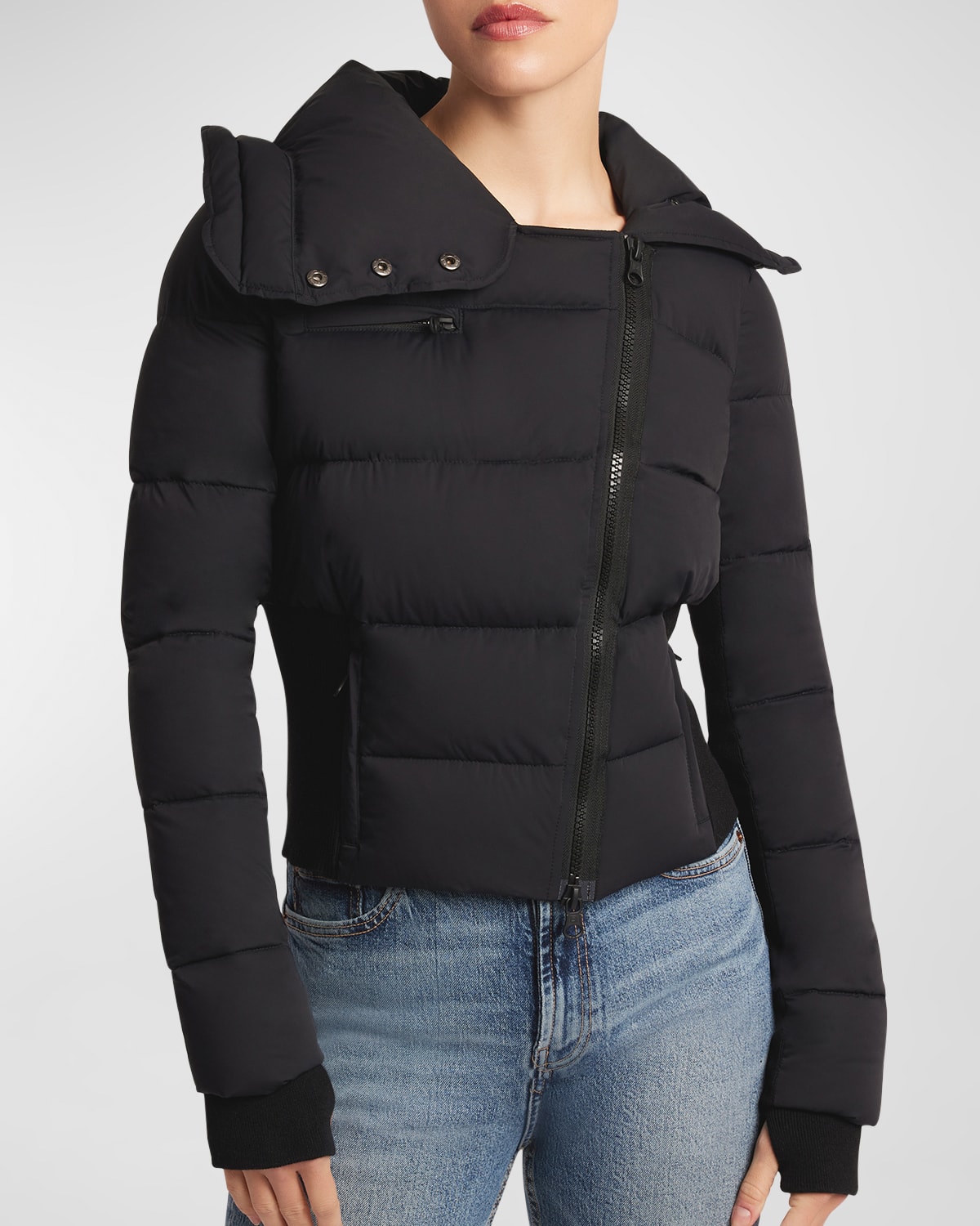 BLANC NOIR ASYMMETRICAL PUFFER JACKET