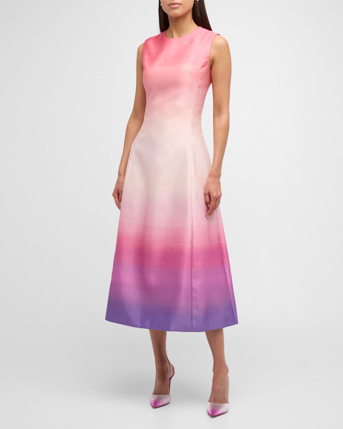 Cleo Sleeveless A-Line Ombre Midi Dress