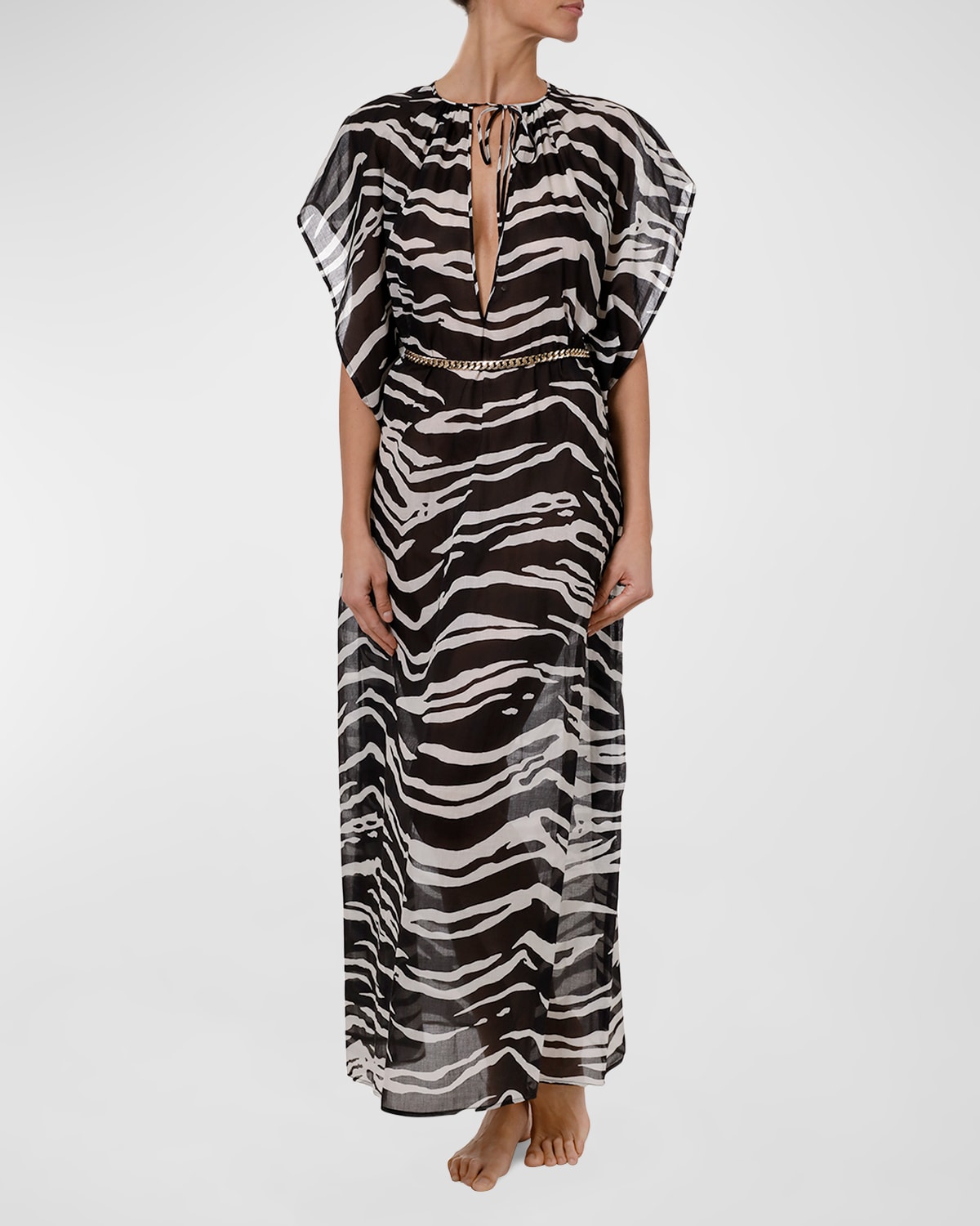 Shop Stella Mccartney Animal-print Maxi Dress In Oxford/ivory