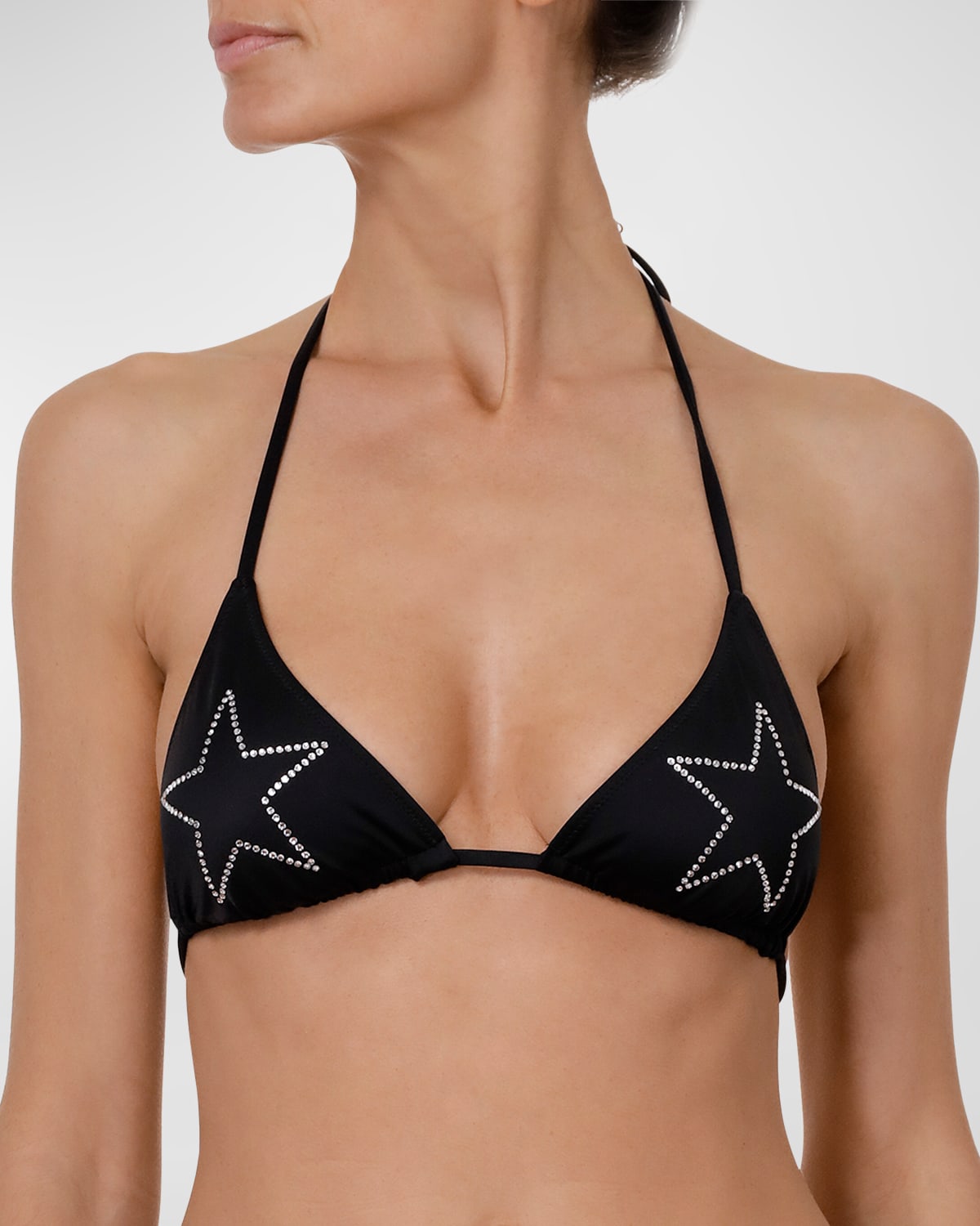 Shop Stella Mccartney Diamante Star Triangle Bikini Top In Oxford