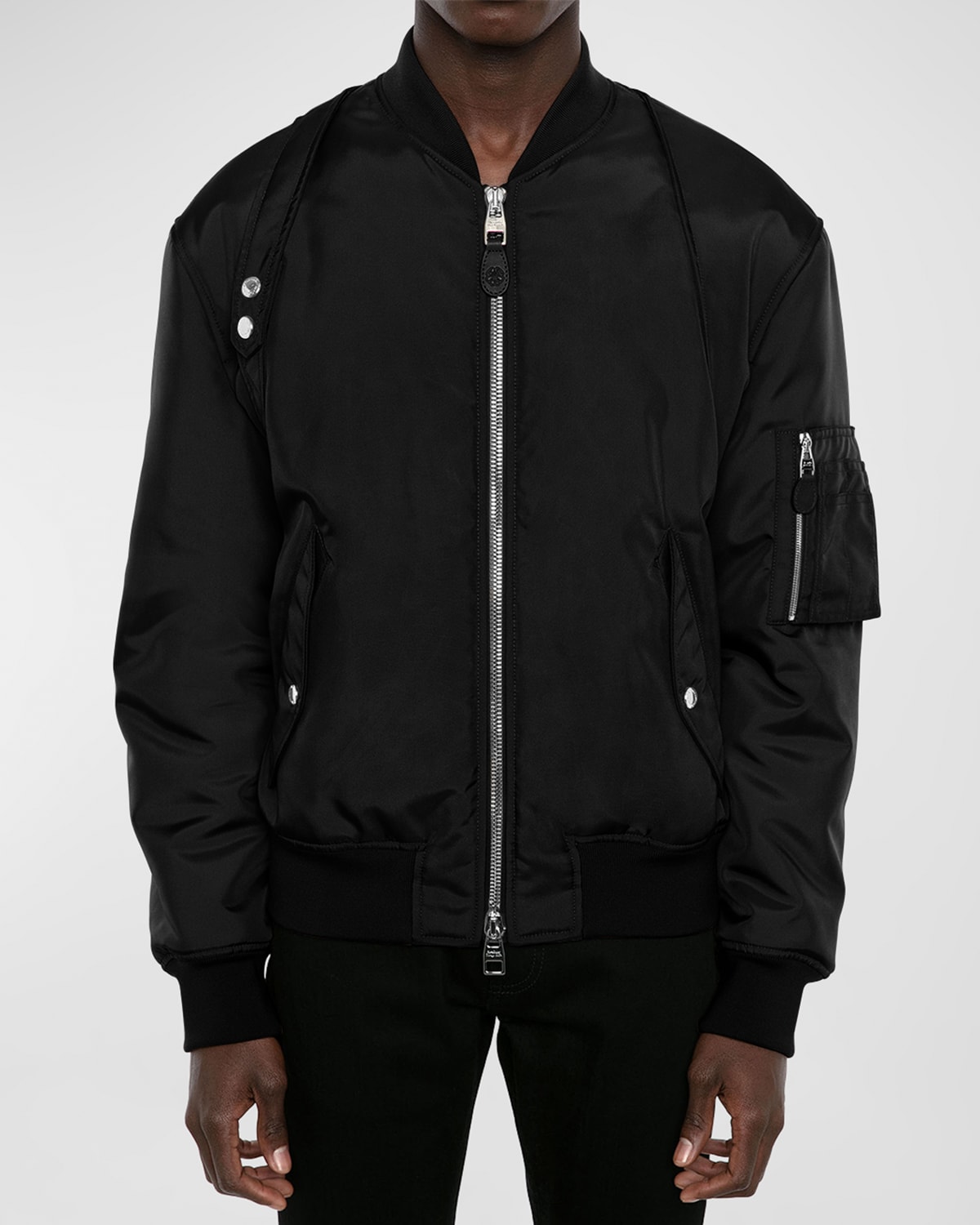 Shop Alexander Mcqueen Men's Harness Bomber Jacket In Black