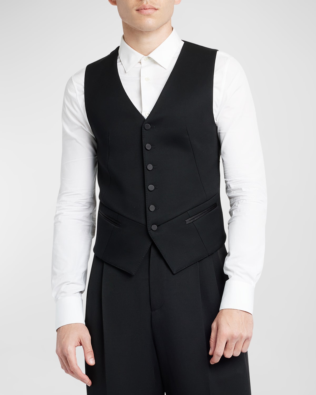 Shop Alexander Mcqueen Men's Tailored Wool Vest In Black