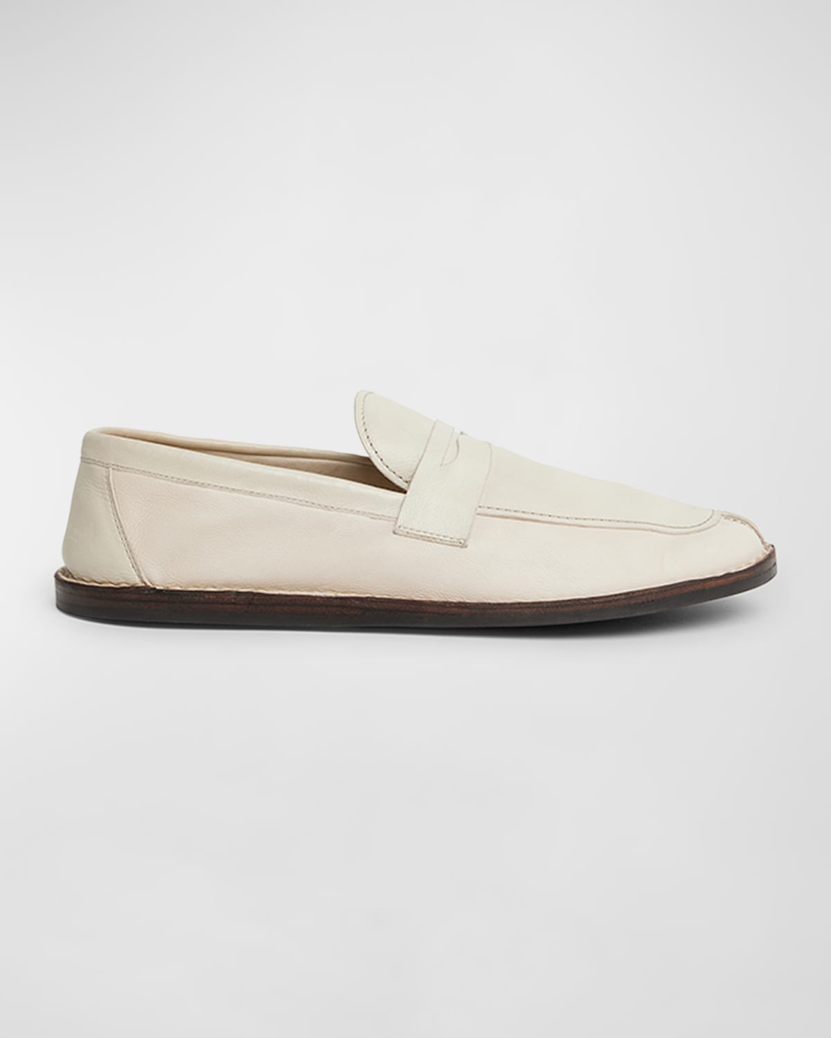 Shop The Row Cary Leather Penny Loafers In Tofu