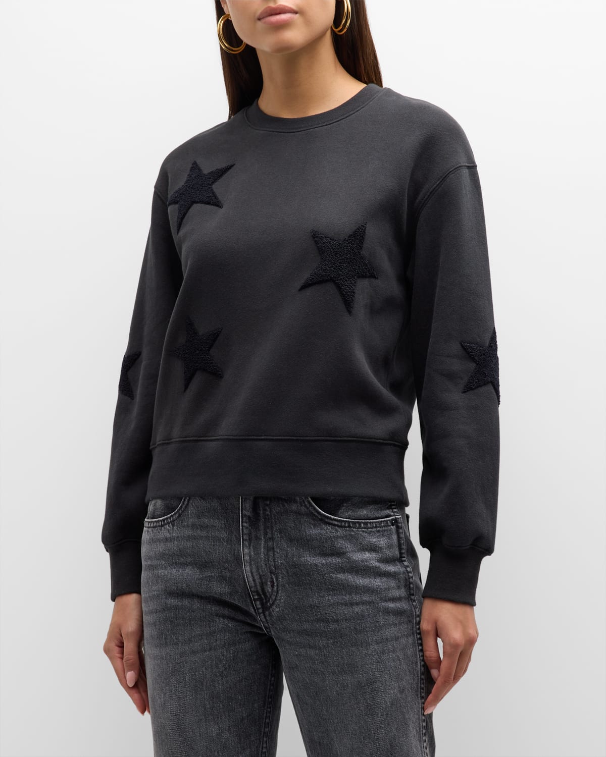 Shop Rails Sonia Star Crewneck Sweatshirt In Black