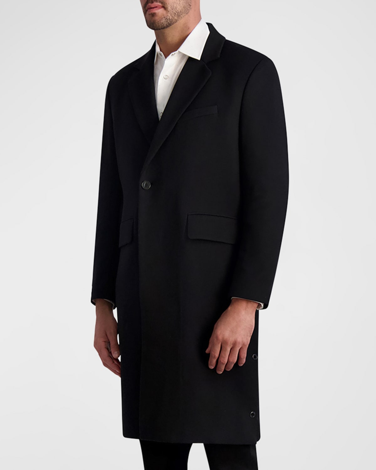 Shop Karl Lagerfeld Men's One-button Top Coat In Black