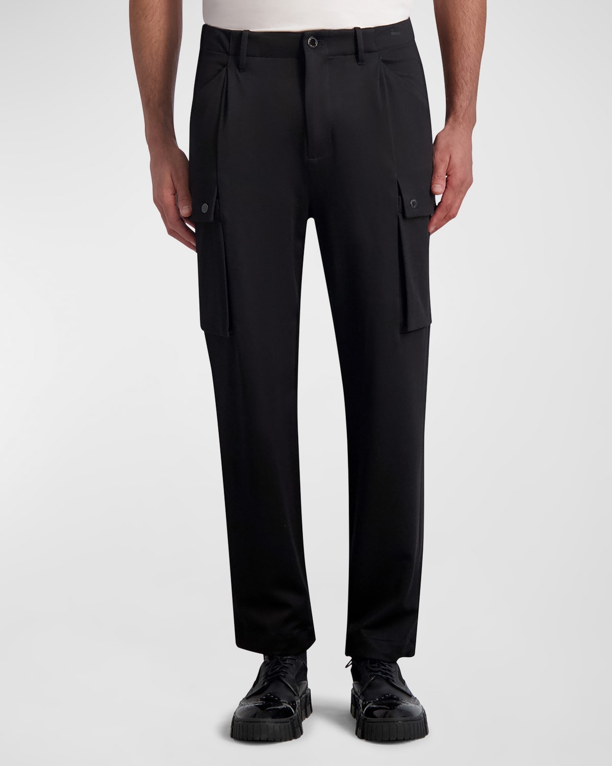 Shop Karl Lagerfeld Men's Straight Cargo Pants In Black