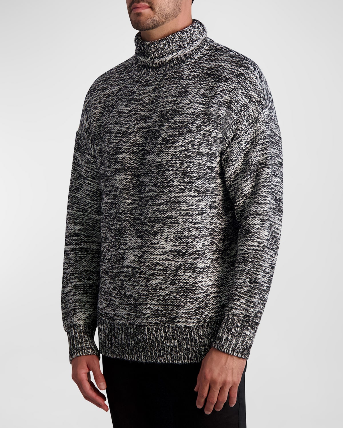 Shop Karl Lagerfeld Men's Oversized Marled Sweater In Black/white
