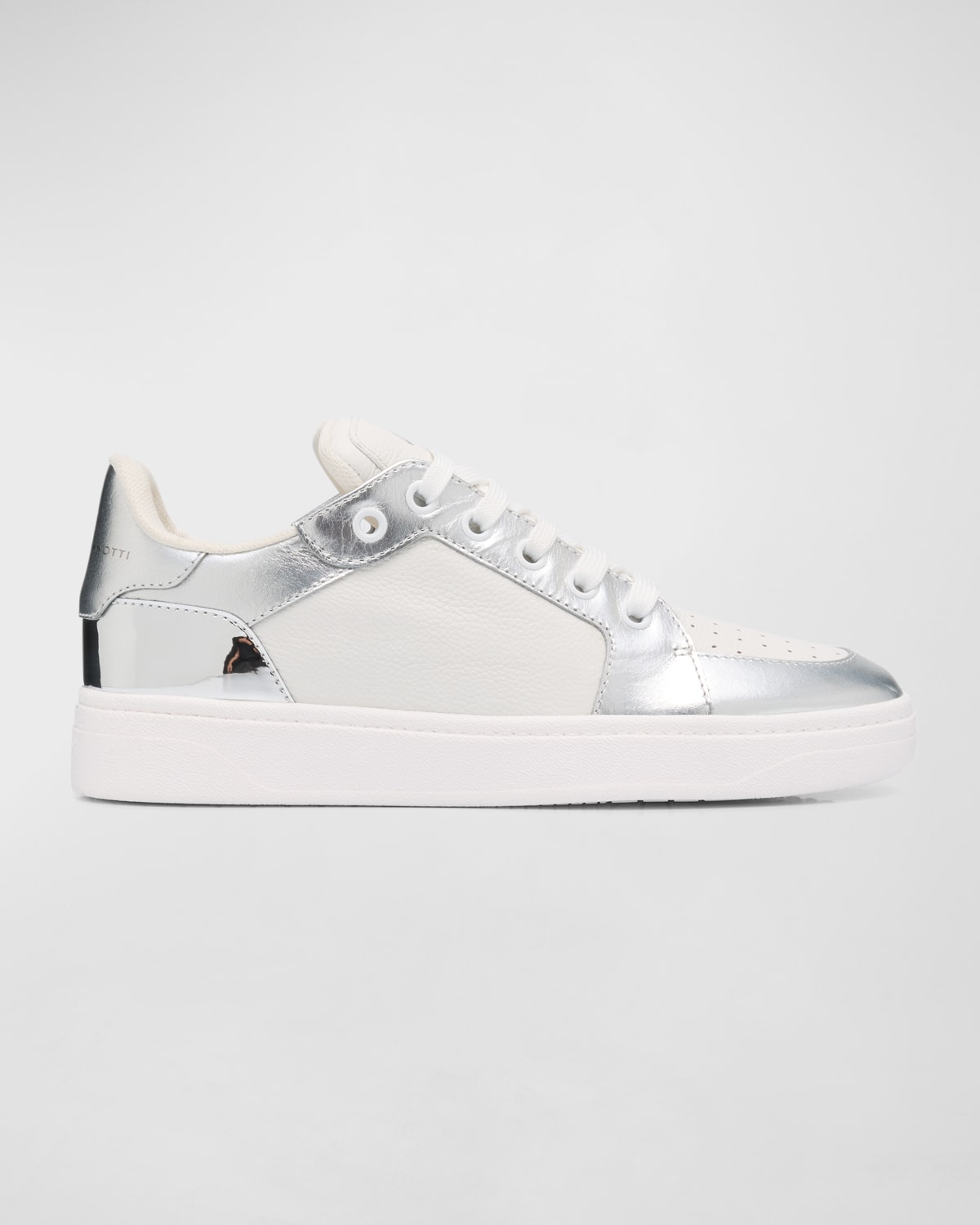 Giuseppe Zanotti Men's Metallic-trim Leather Low-top Sneakers In Whtsilv