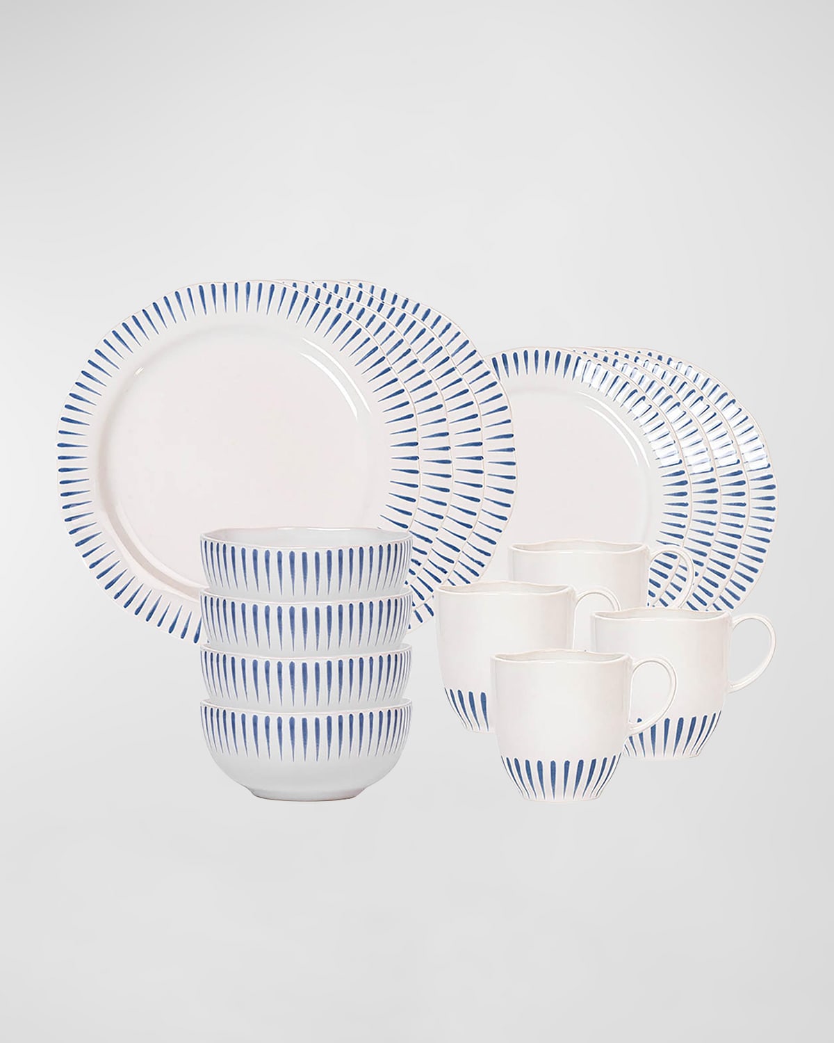 Juliska Sitio Stripe 16-piece Place Setting, Delft Blue In Blue