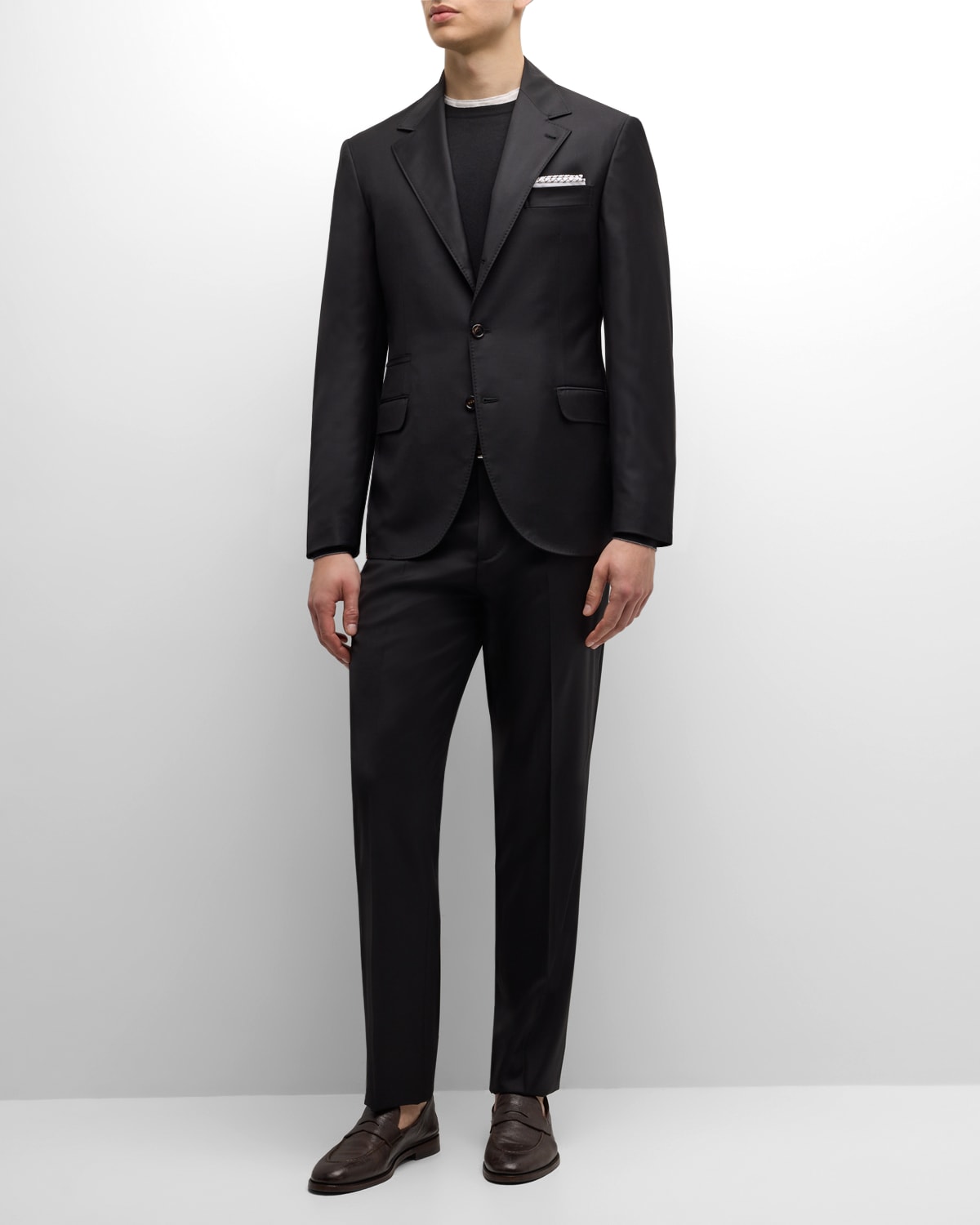 Shop Brunello Cucinelli Men's Tasmanian Solid Virgin Wool Suit In Black