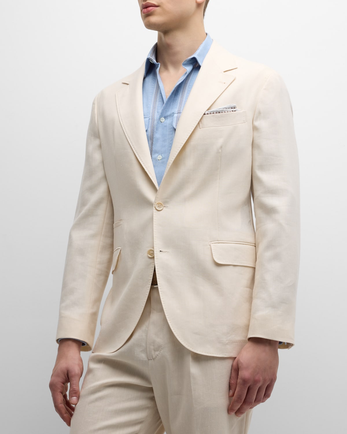 Men's Linen and Wool Solid Suit