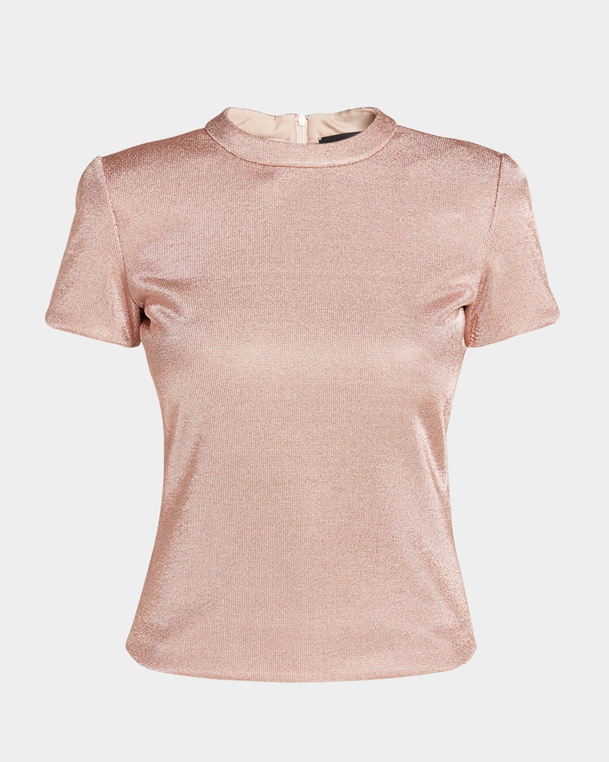 Giorgio Armani Metallic Short-sleeve Bonded Jersey Tee In Solid Light/pastel P