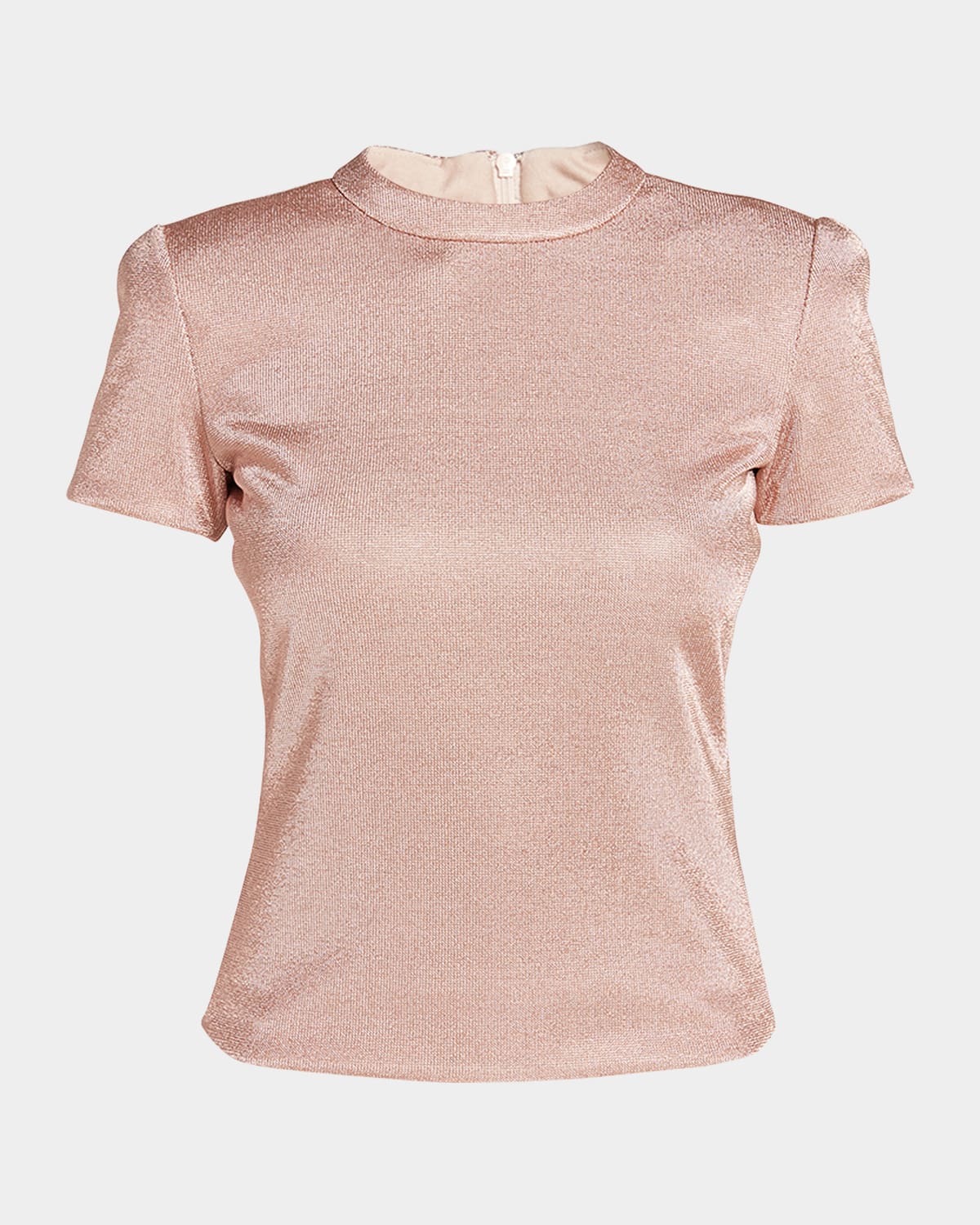 Giorgio Armani Metallic Short-sleeve Bonded Jersey Tee In Solid Light/paste