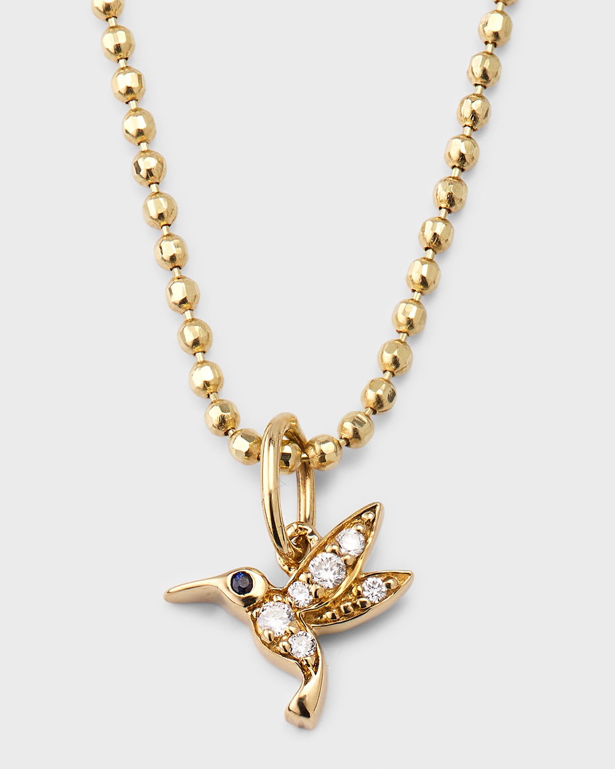 Sydney Evan Tiny Hummingbird Charm Necklace In Gold