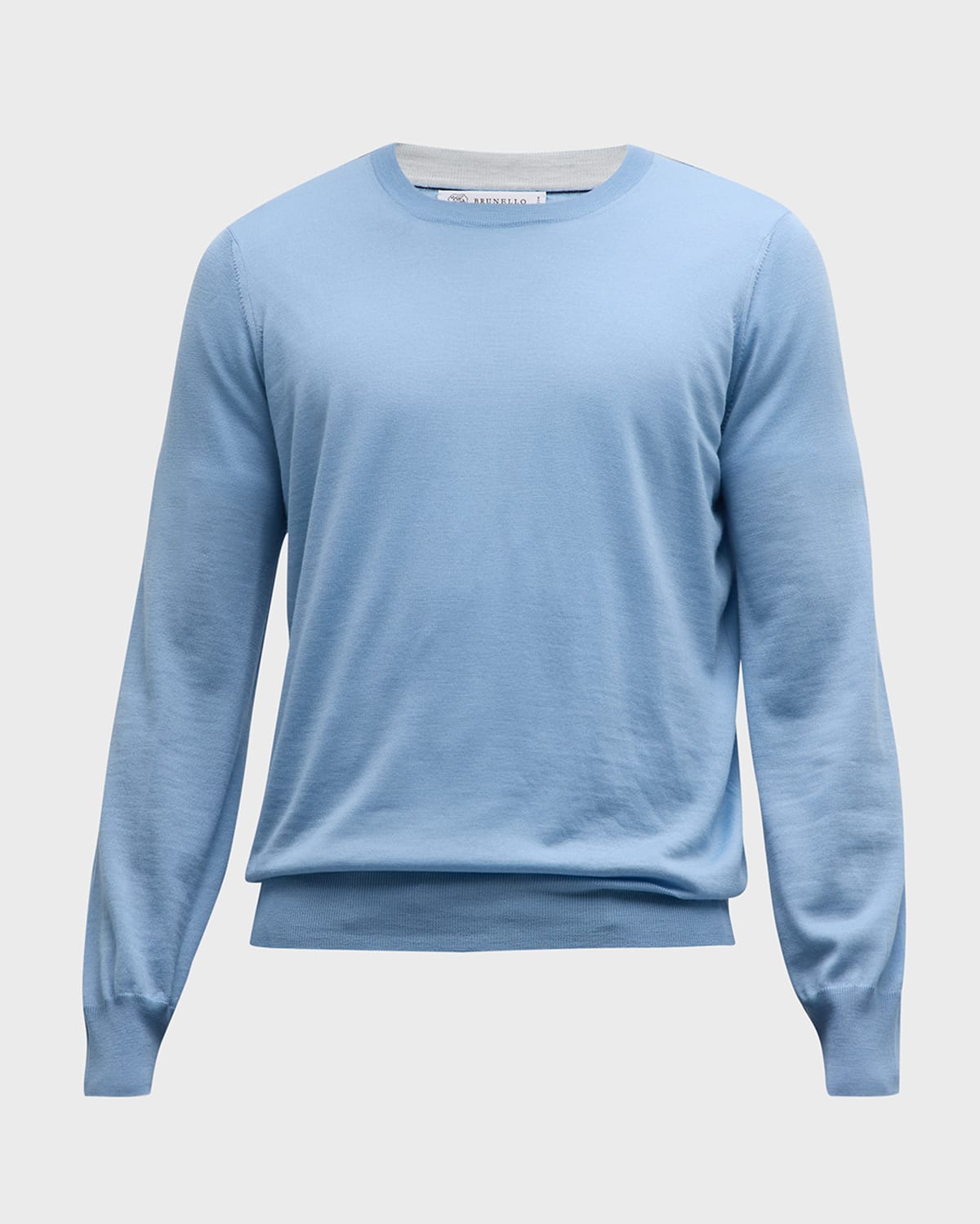 Brunello Cucinelli Men's Wool-cashmere Crewneck Sweater In Cla53 Light Blue