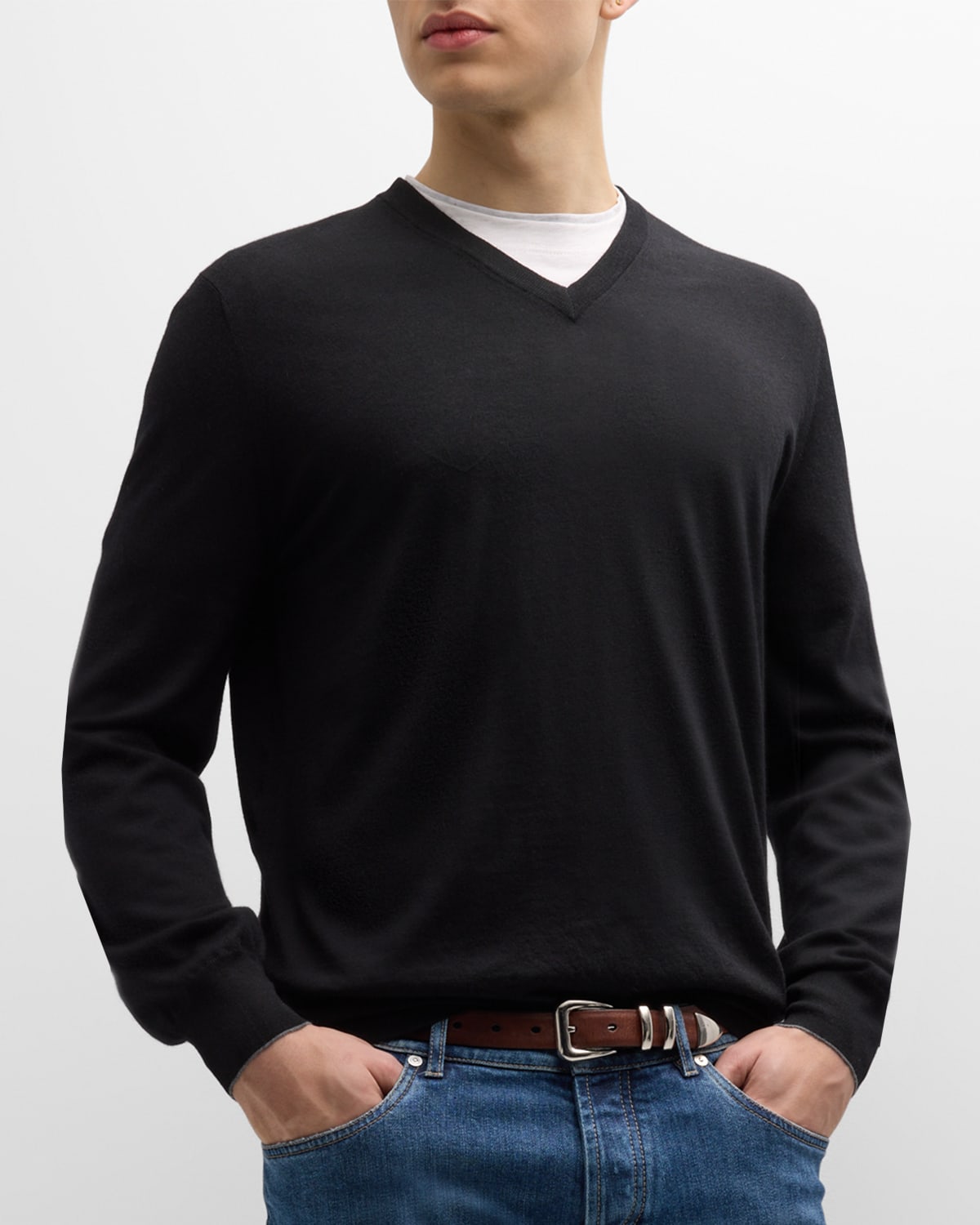 Brunello Cucinelli Men's Wool-cashmere V-neck Sweater In Ch101 Ch101
