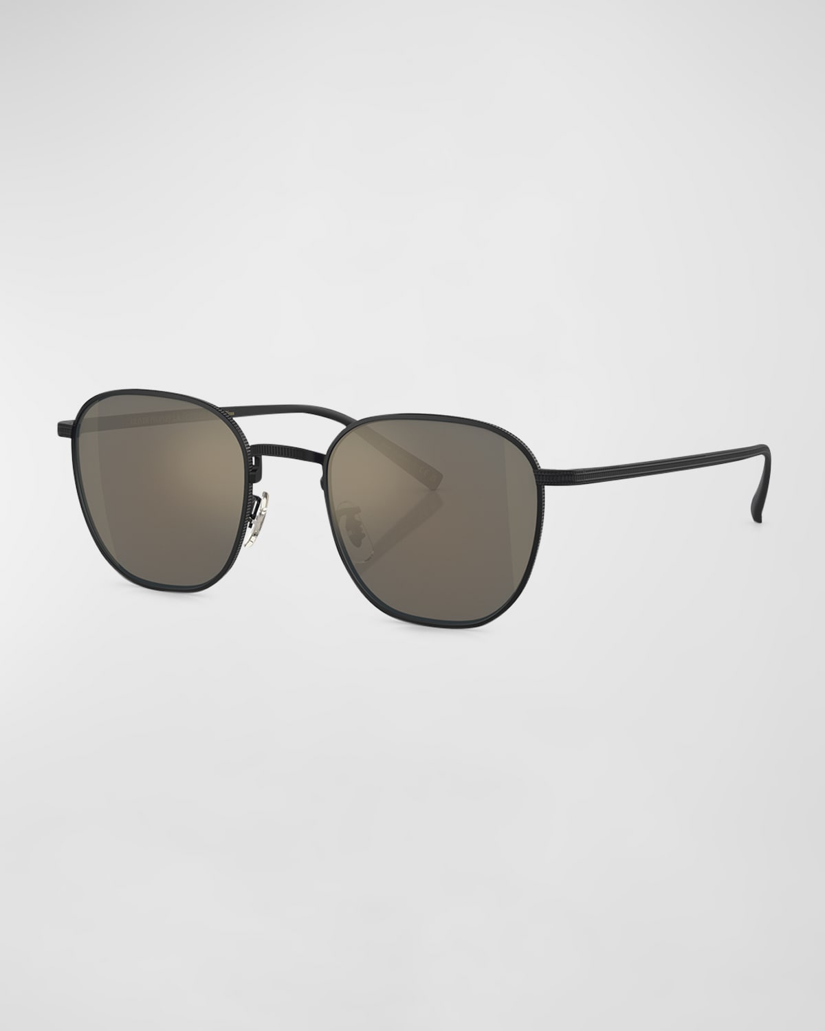 Oliver Peoples Men's Rynn Titanium Square Sunglasses In Matte Black
