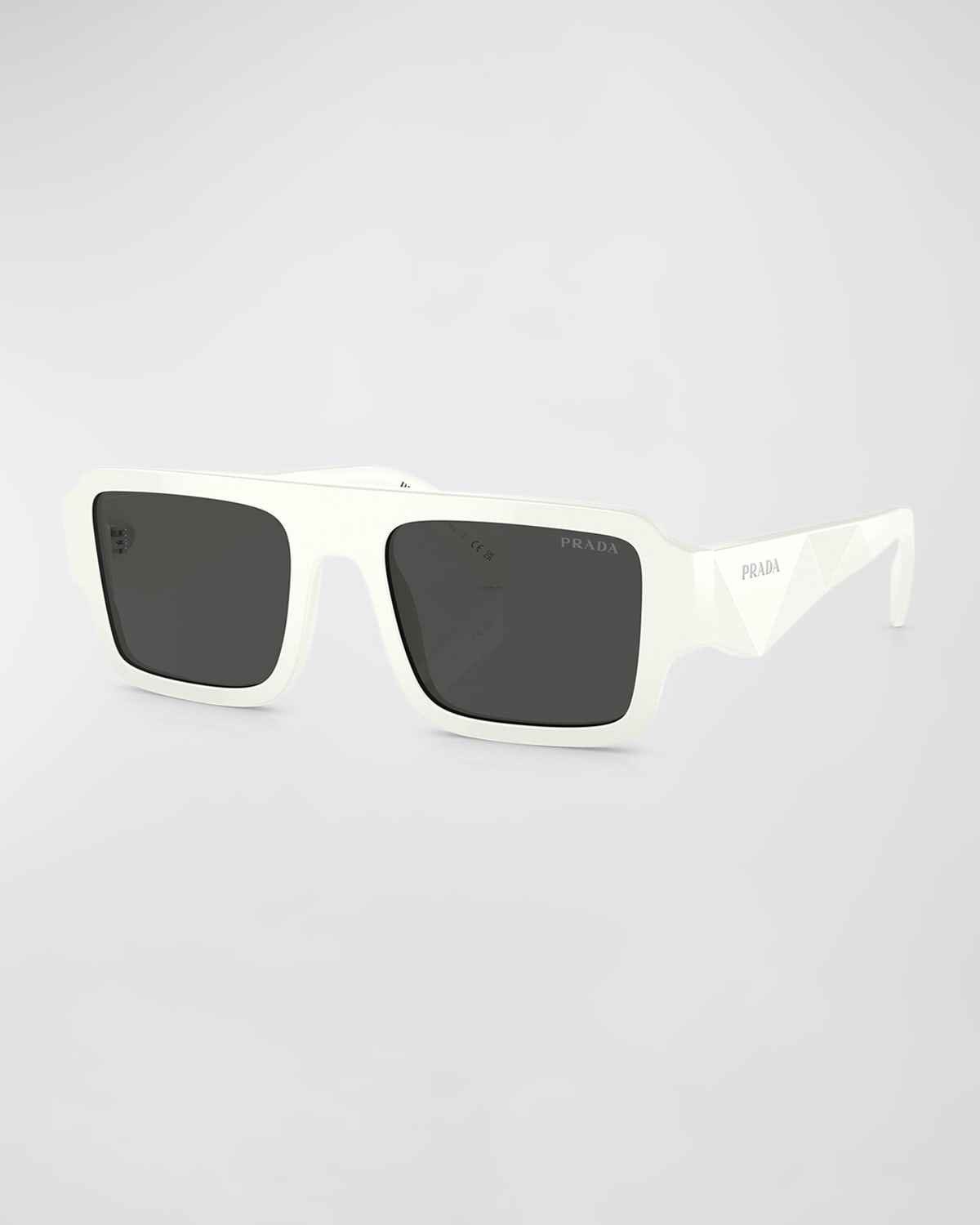 Prada Men's Acetate Rectangle Sunglasses In White