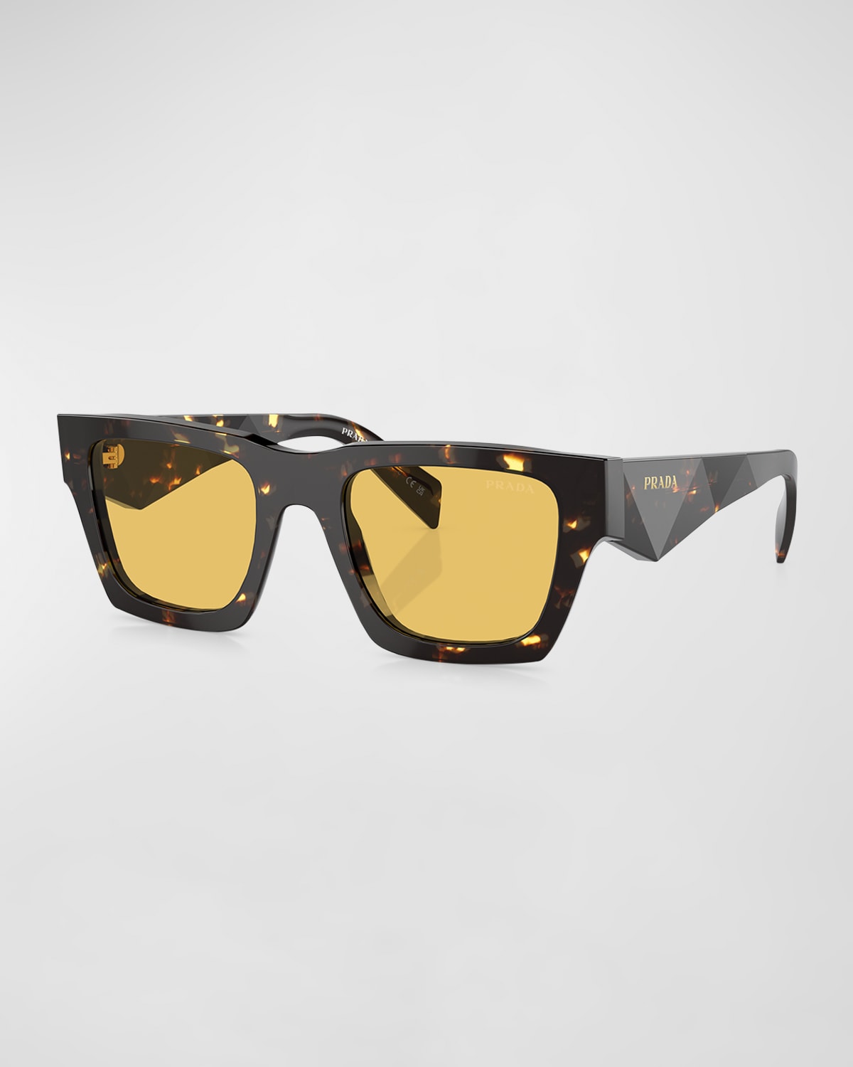 Prada Men's Acetate Square Sunglasses In Yellow